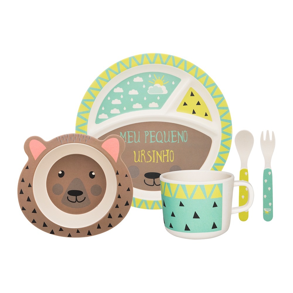 Conjunto Refeição Infantil Ursinho 5 Peças 