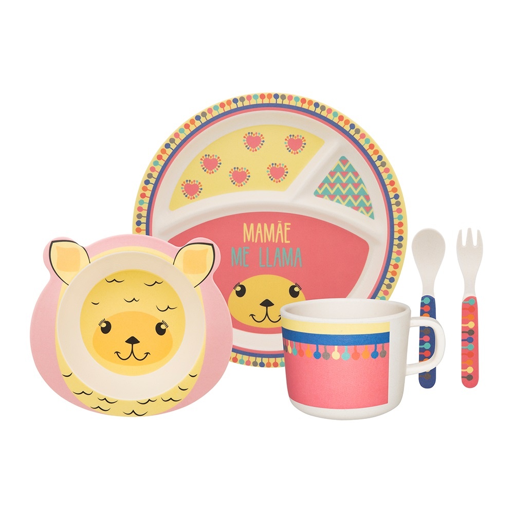 Conjunto Refeição Infantil Lhama 5 Peças